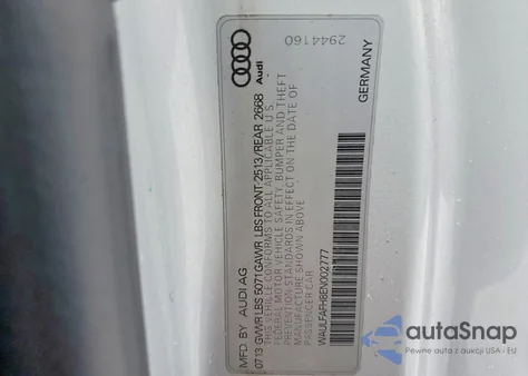 2014 Audi A5 Premium Plus z USA, uszkodzony, nr VIN WAULFAFH8EN002777